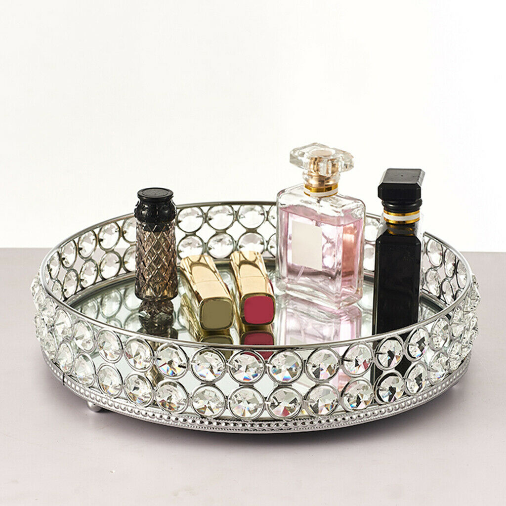 Crystal Vanity Makeup Tray Jewelry Organizer Decorative Storage Tray