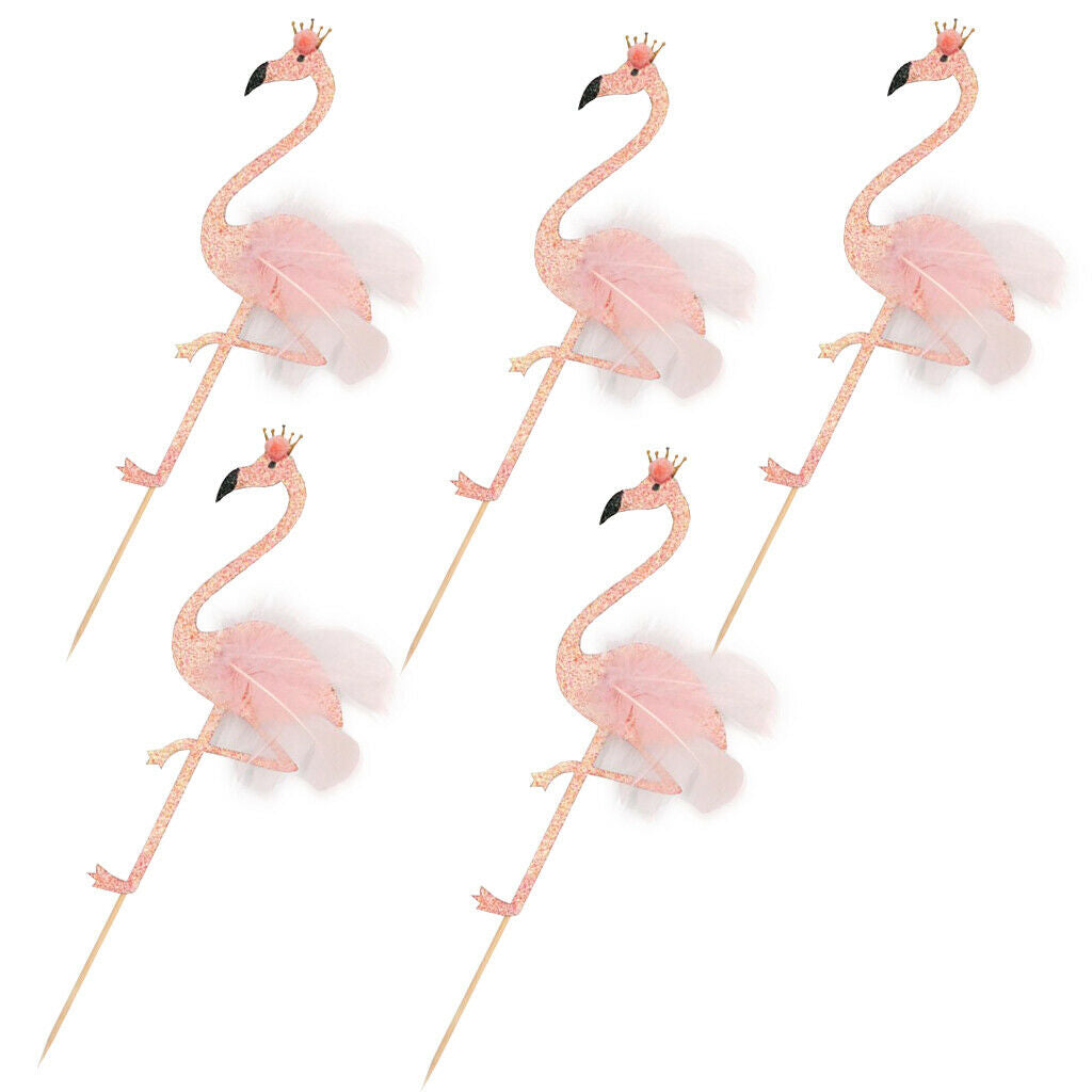 5x Glitter Flamingo Kitchen Lid, Cake Decoration, Cake Topper, Cake Plug