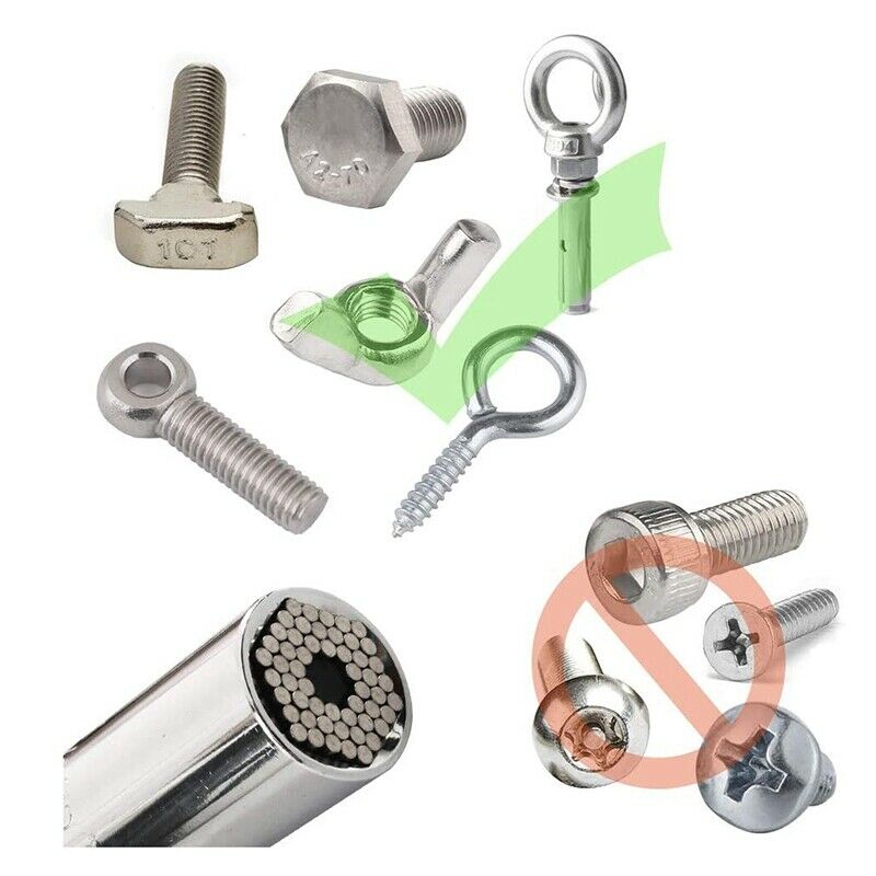 14Pcs Universal Socket Wrench Self-Adjusting Socket Fits Standard (7-19mm) witU2