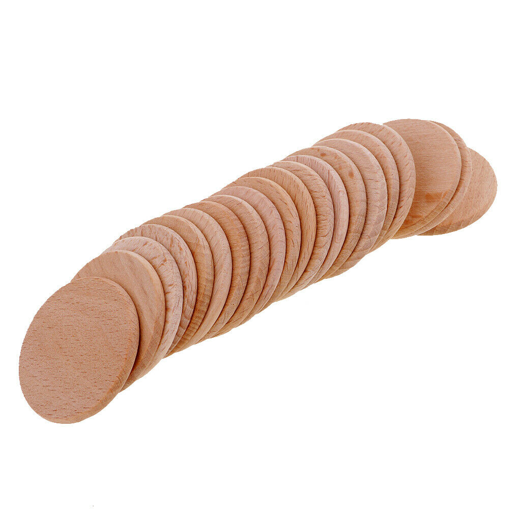 20x Round Wooden Slices Blank DIY Wood Pieces Unfinished Art Building 36mm