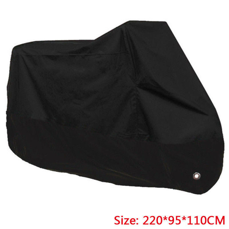 Motorcycle E-Bike Cover Full Black Waterproof Outdoor Rain Dust UV Protector