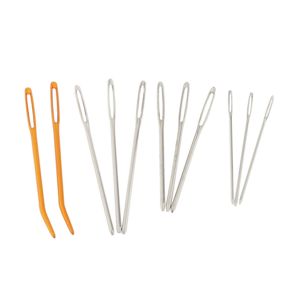 2 Set Bent Tapestry Needle Large-Eye Darning Yarn Stitching Needle Threader Tool