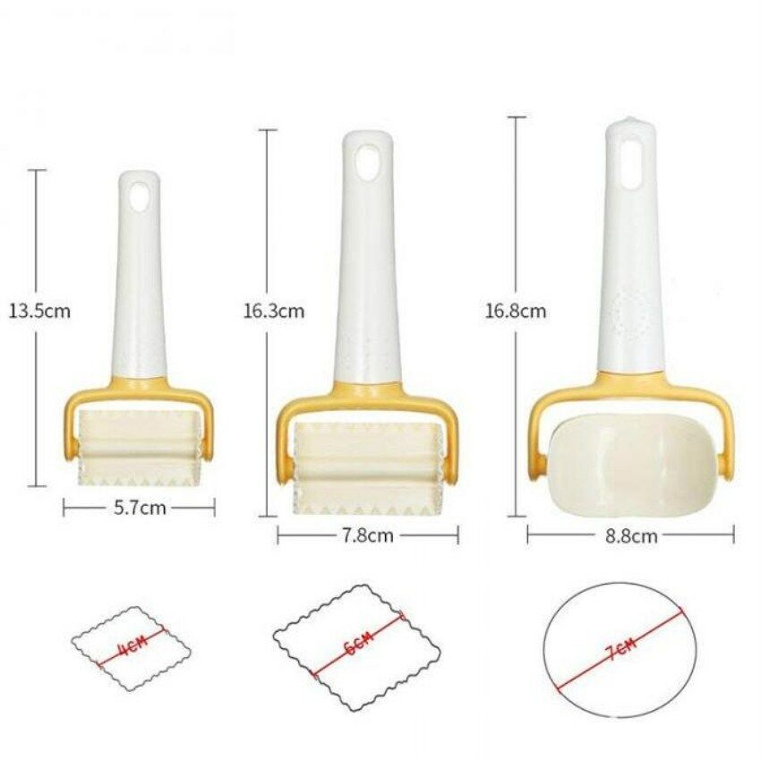 3PCS Rolling Cookie Pastry Dough Cutter Roller Slice Biscuit Cutting Blader