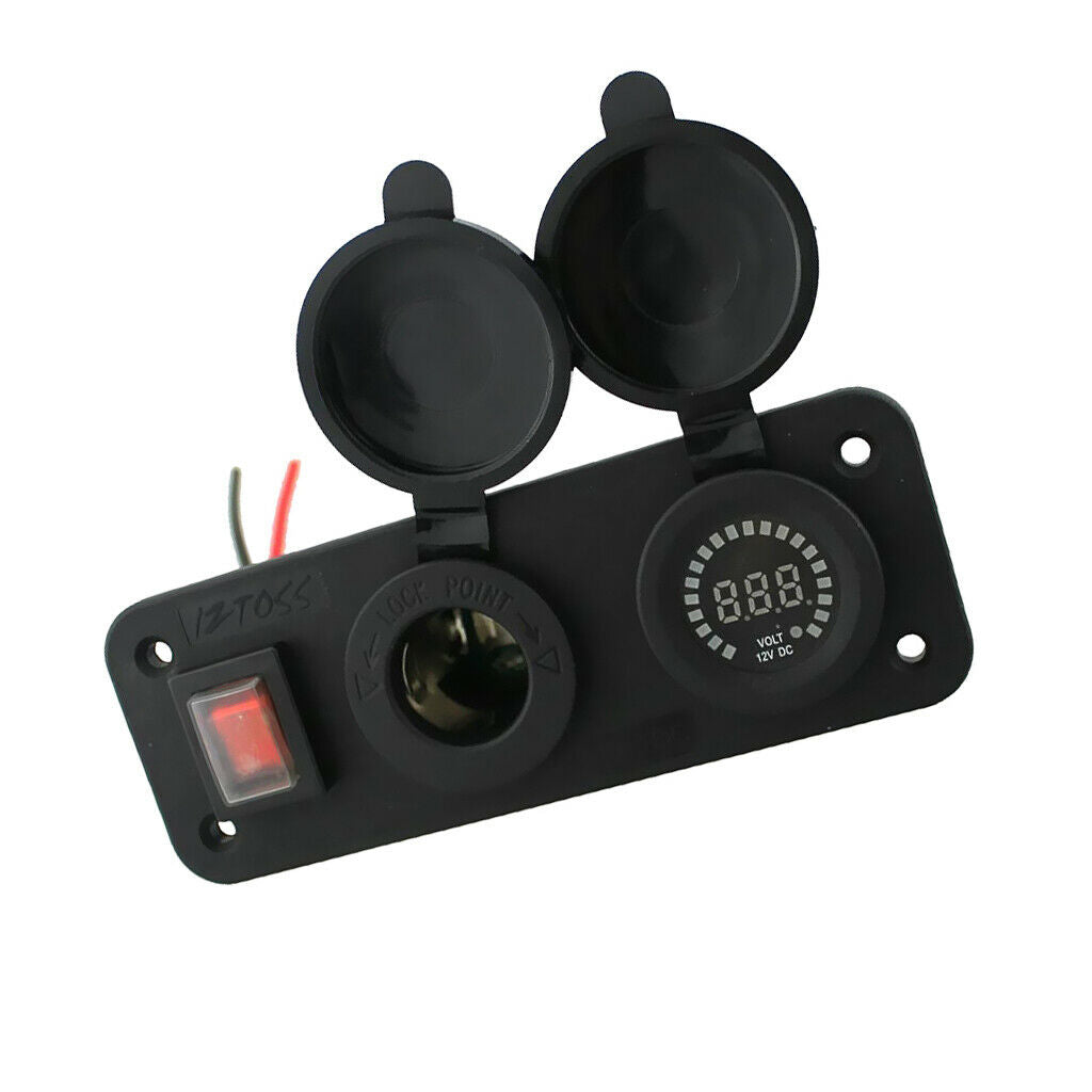 Waterproof Car Marine Boat Cigarette Lighter Socket & Voltmeter with Switch