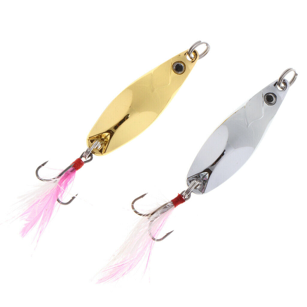 2 pcs Fishing Lure Metal Spoons Fishing Lures Hard Sequins Baits With Hooks