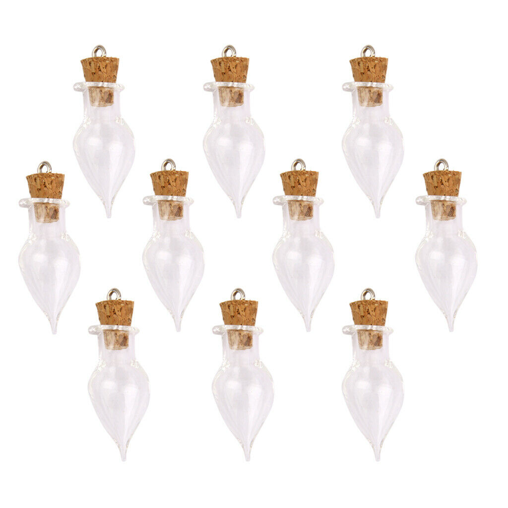 10pcs Clear Glass Cork Bottles Vial Wishing Bottle DIY Pendants With Funnel