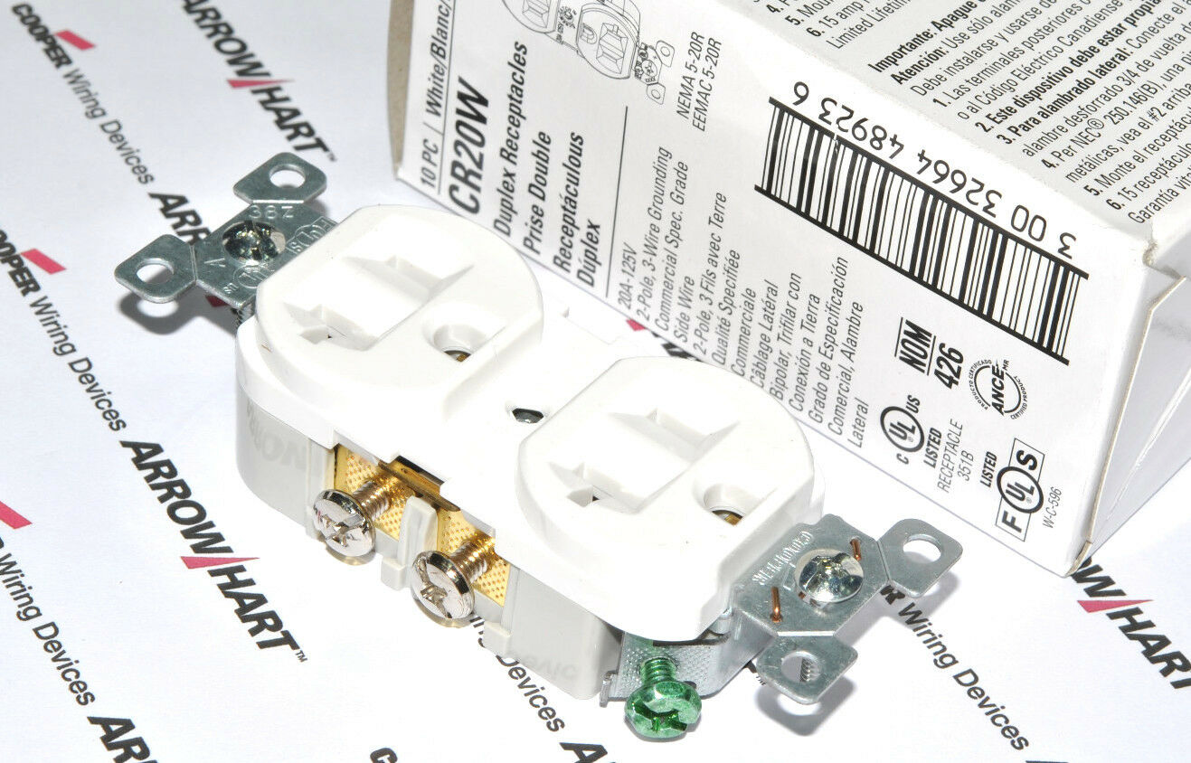 1pcs-COOPER CR20W 20A 125V Commercial Grade Duplex Receptacle 5-20R