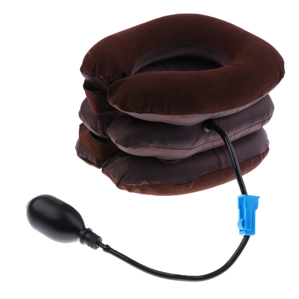 Soft 3-layer Air Inflatable Pillow Brace Neck Traction Head Neck Support