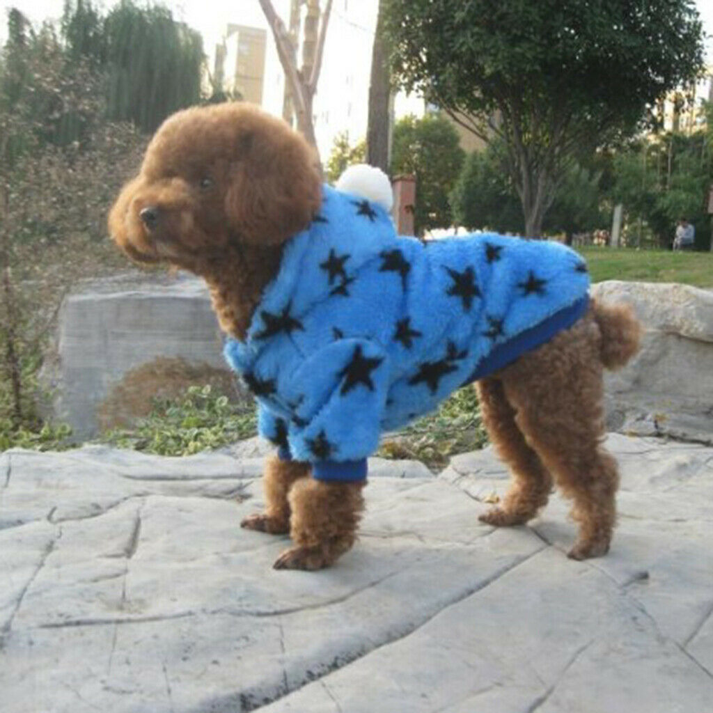 3 Color Pet Star Print Soft Hooded Shirt Pajamas Pet Fancy Dress M Blue