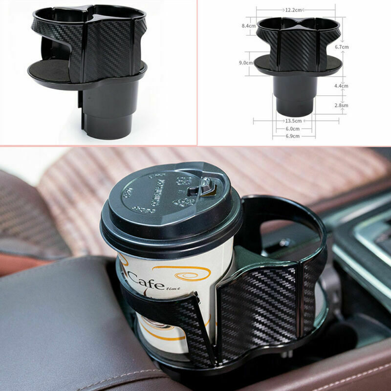 Car Center Console Multi Cup Holder Drinks Bottle Holder Case Carbon Fiber Color