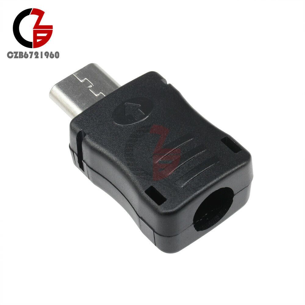 10Pcs Micro USB 5 Pin T Port Male Plug Socket Connector&Plastic Cover