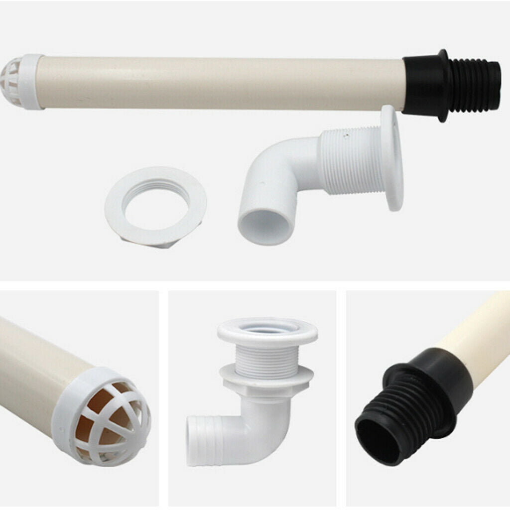 Custom Plastic 1 1/2" 90 Degree Marine Thru Hull with Boat Overflow Tube