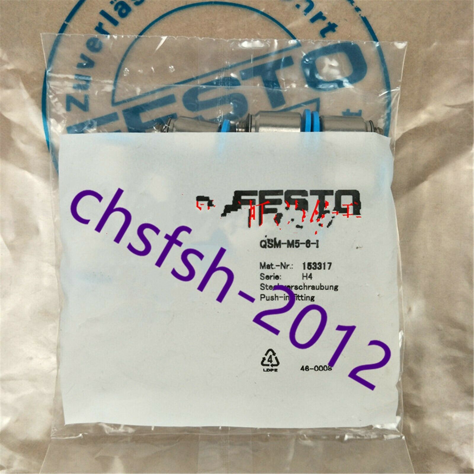 5 pcs New FESTO QSM-M5-6-I 153317 Push-in threaded connector