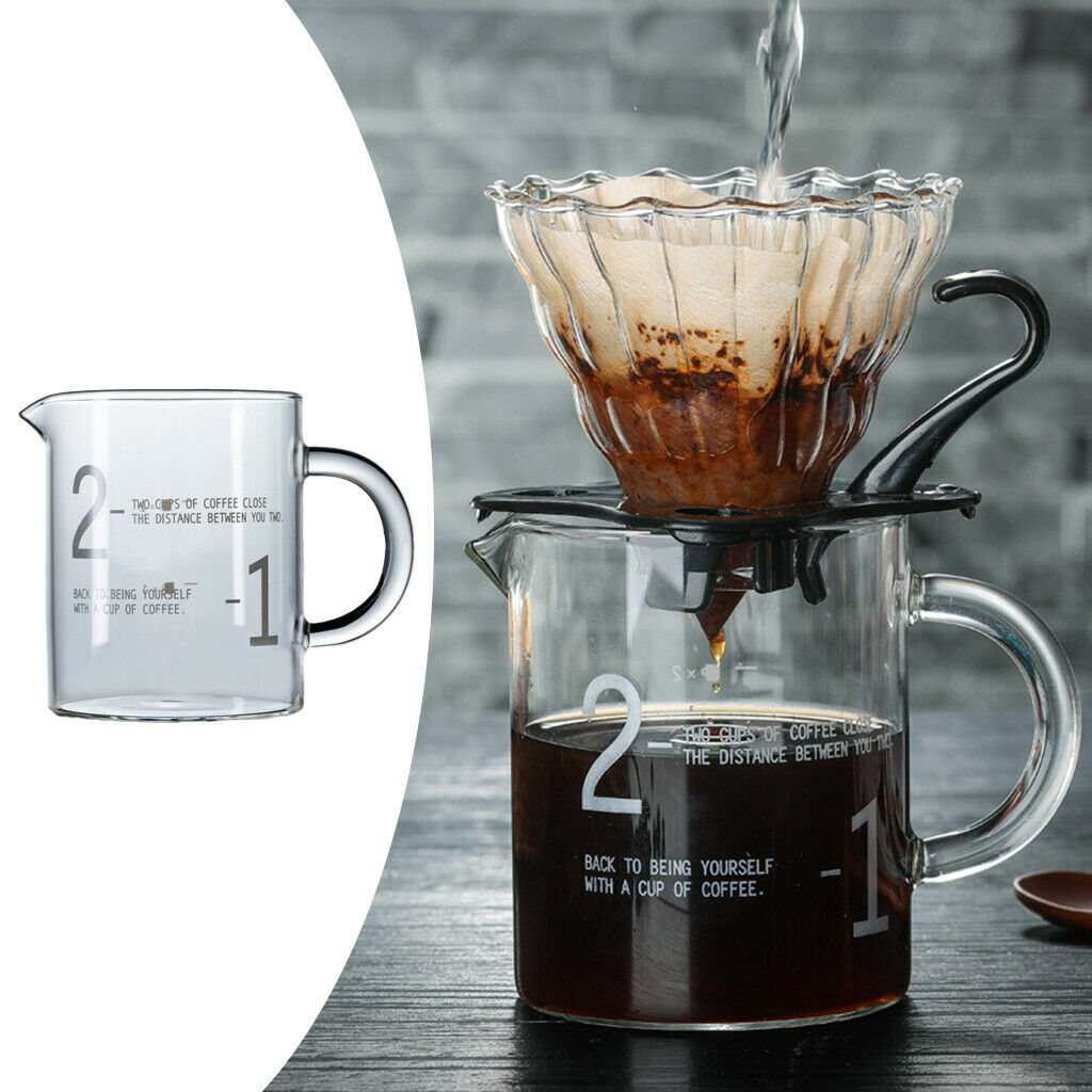 400ml Transparent Glass Coffee Mugs Measured Insulated Tea Cups with Handle