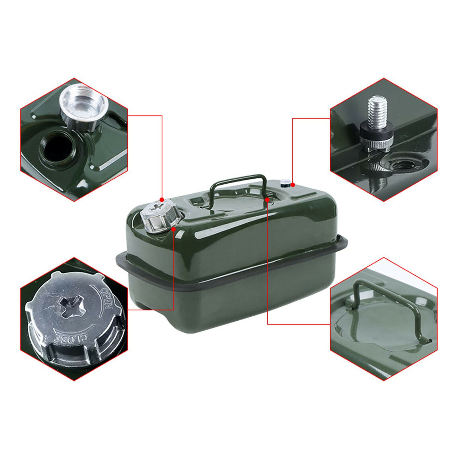 Fuel Tank Gas Spare Anti-static with Gloves Oil Tube with Handle 5L,green