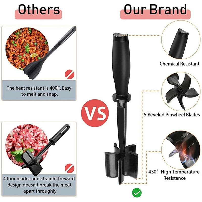 Professional Ground Meat Chopper Plastic Beef Potato Fruit Food Masher Grind SJ
