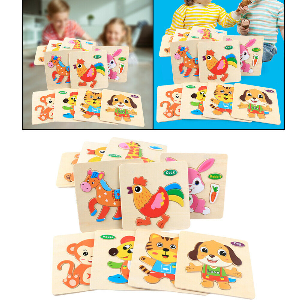 Wooden Jigsaw Puzzle Children Baby Cartoon Animal Puzzle Kid Educational Toys