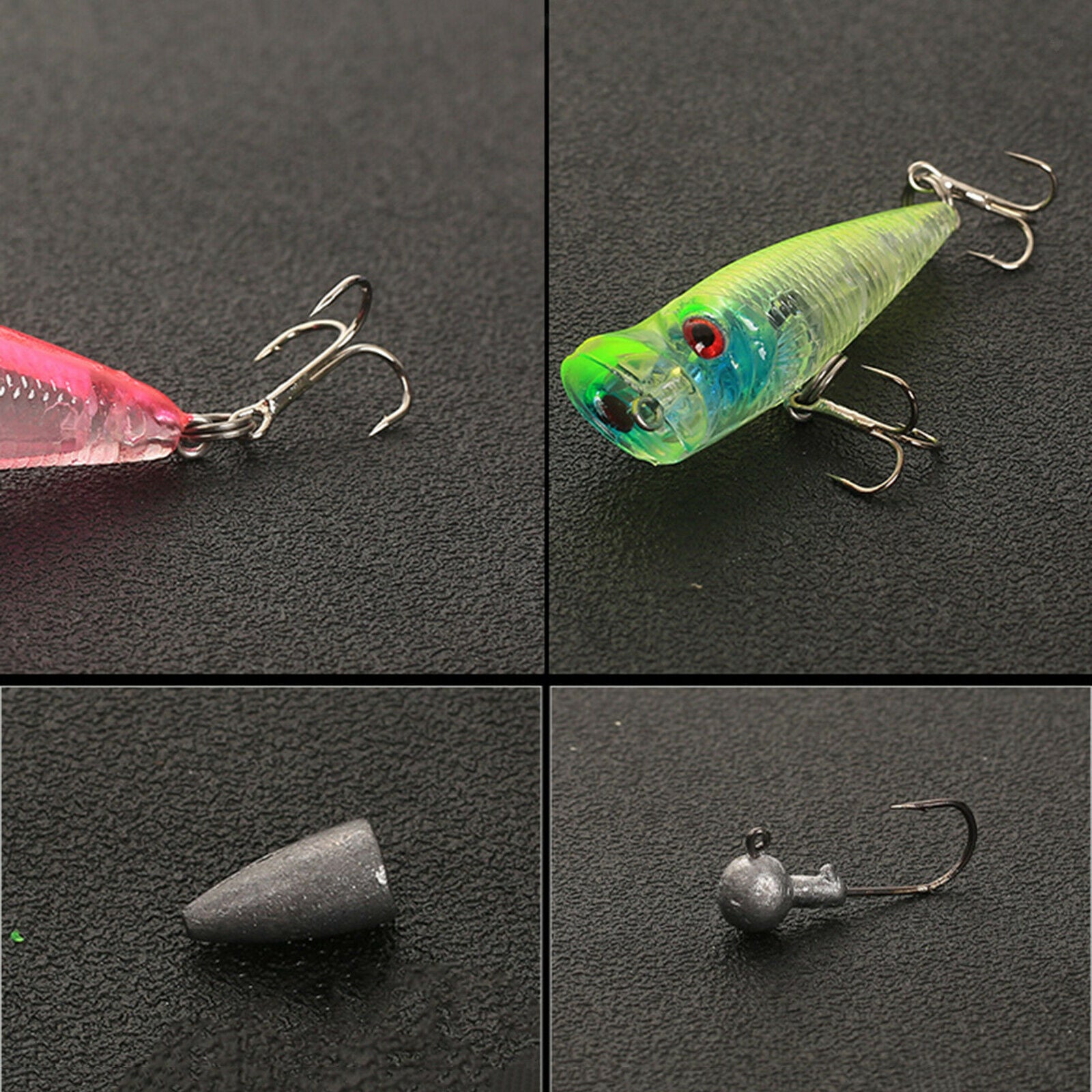 59 PCS Fishing Lures Mixed Including Hooks, Crankbaits, Spinnerbaits, Plastic