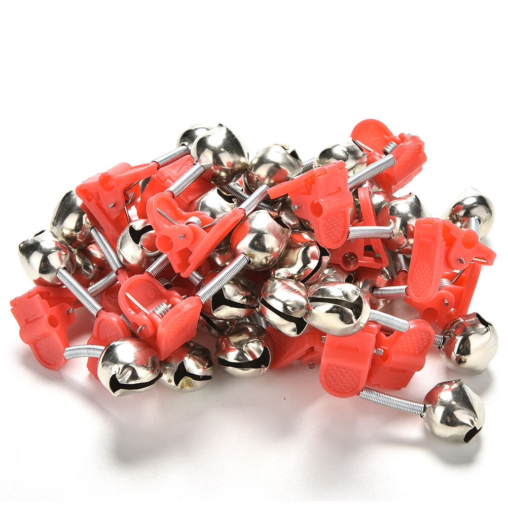 20X Red Hot Plastic Clip Double Rod Bite Alarm Fishing Bells Ring Best Y kuU SJ