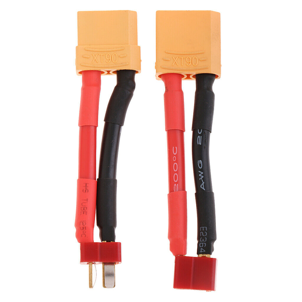 Pair of xt90 to t connector male / female battery charging cables for rc
