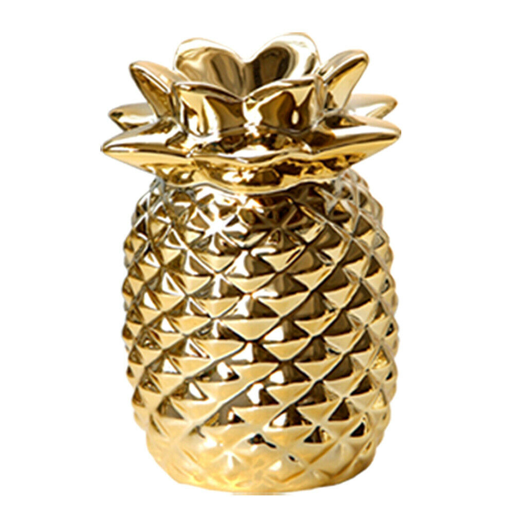 Set of 2, Golden Pineapple Shape Statue Desktop Display Bedroom Home Decor