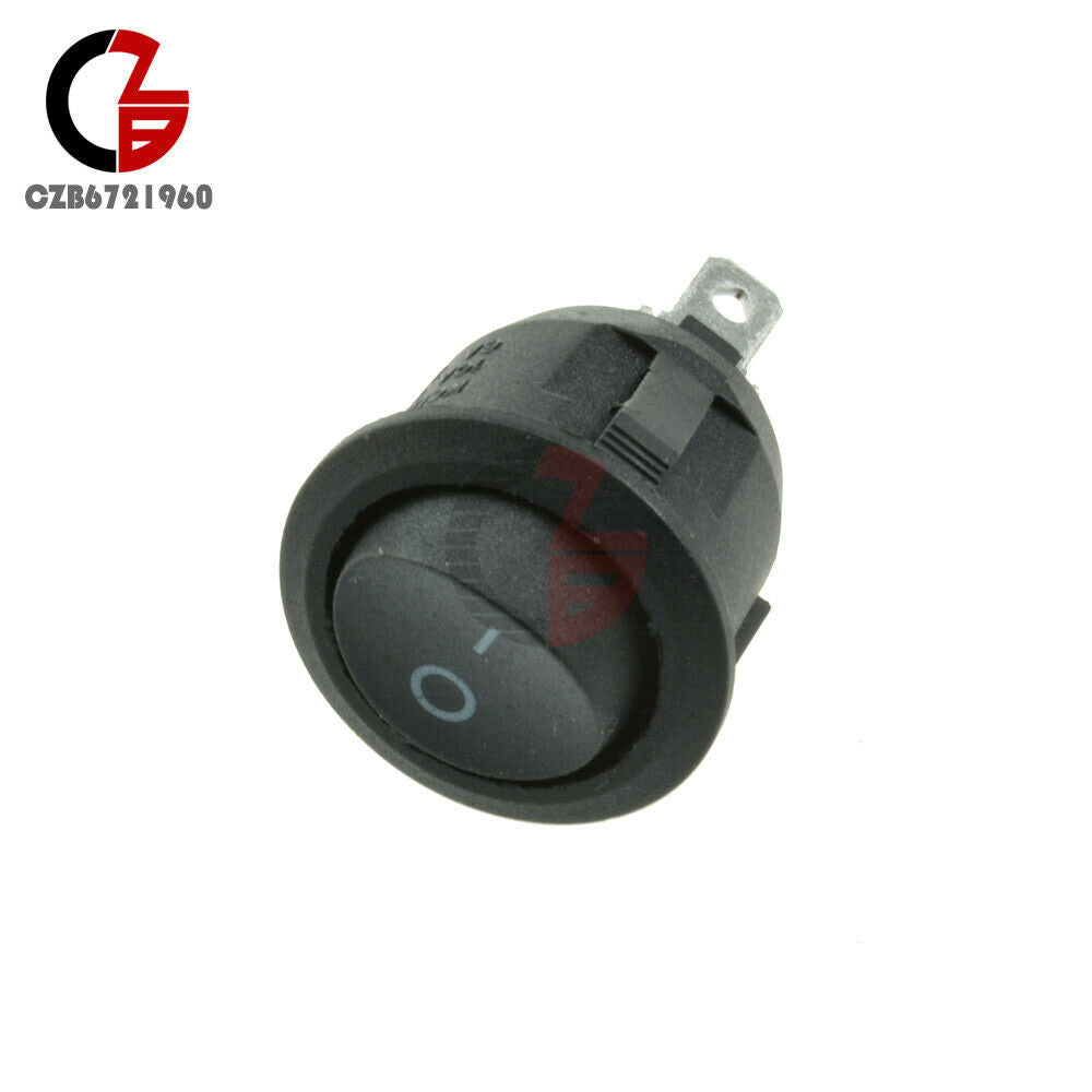 20Pcs Mini Black Round 3 Pin SPDT ON-OFF Rocker Switch Snap-in 6A/10A 250V/125V