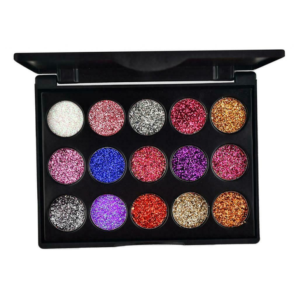 3Pack Glitter 15 Colors Eyeshadow Palette Makeup Eye Shadow Blendable Powder