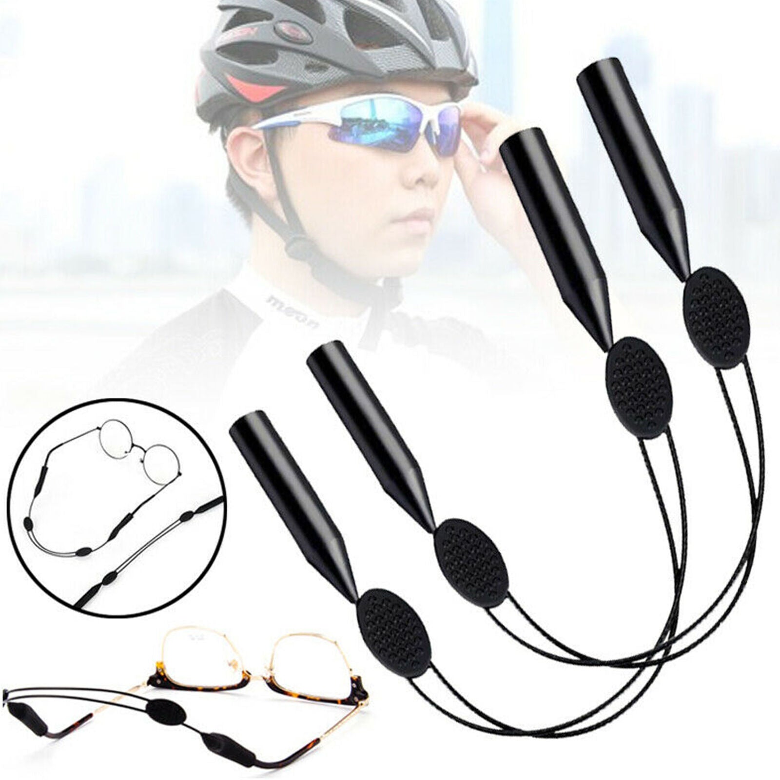 2x Adjustable Silicone Eyeglasses Strap Rope Glasses Sunglasses Sports Band Cord