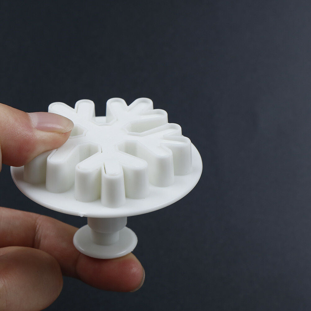 3pcs Snowflake Plunger Cutter Mold Sugarcraft Fondant Cake Decorating Tool.l8