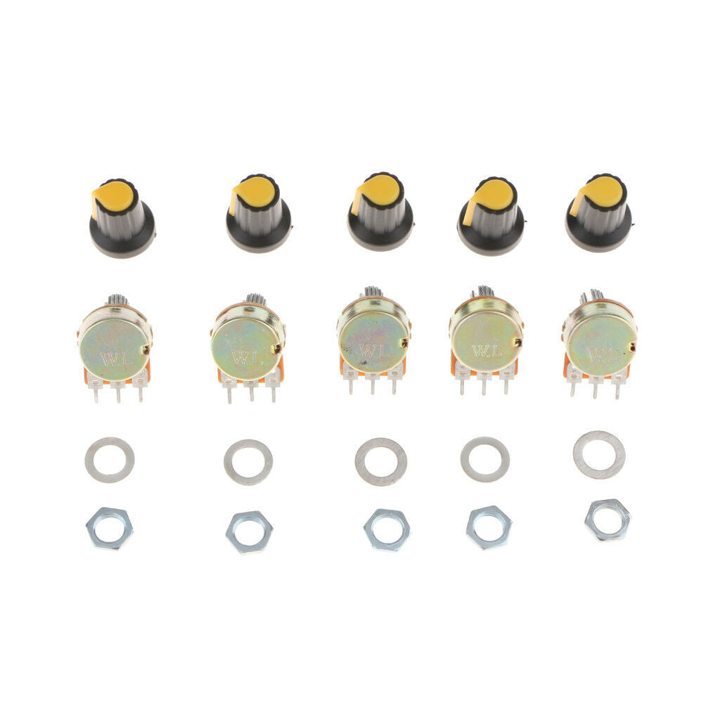 5Pcs 10K OHM Linear Taper Rotary Potentiometer Pot Top Adjustment