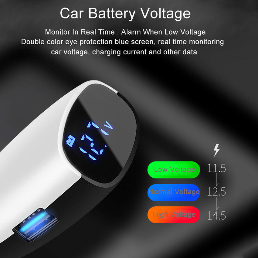 Dual USB Digital Car Charger Adapter 3.1A Digital LED Display Smart Auto Charger
