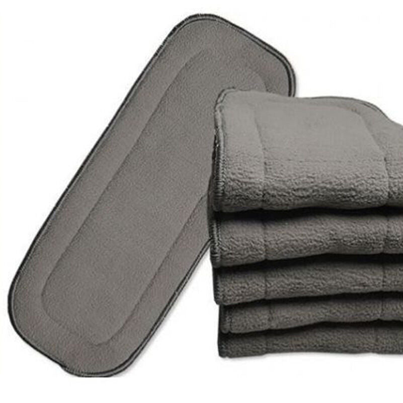 Top  Bamboo Fiber Charcoal Washable Cloth Diaper Nappies Inserts 5 Layers.l8