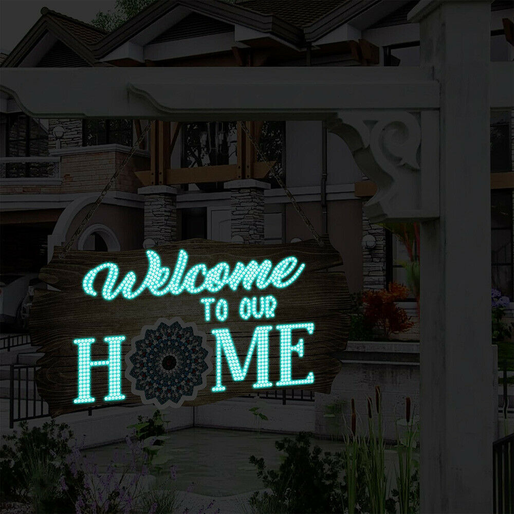 DIY Point Drill 5D PVC Diamond Painting Hanging Picture Door Window Welcome Sign