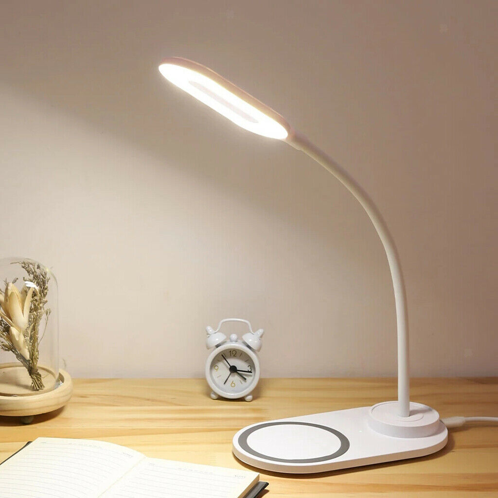 LED Desk Lamp Home Light QI Wireless Phone Charger For Office Lighting White