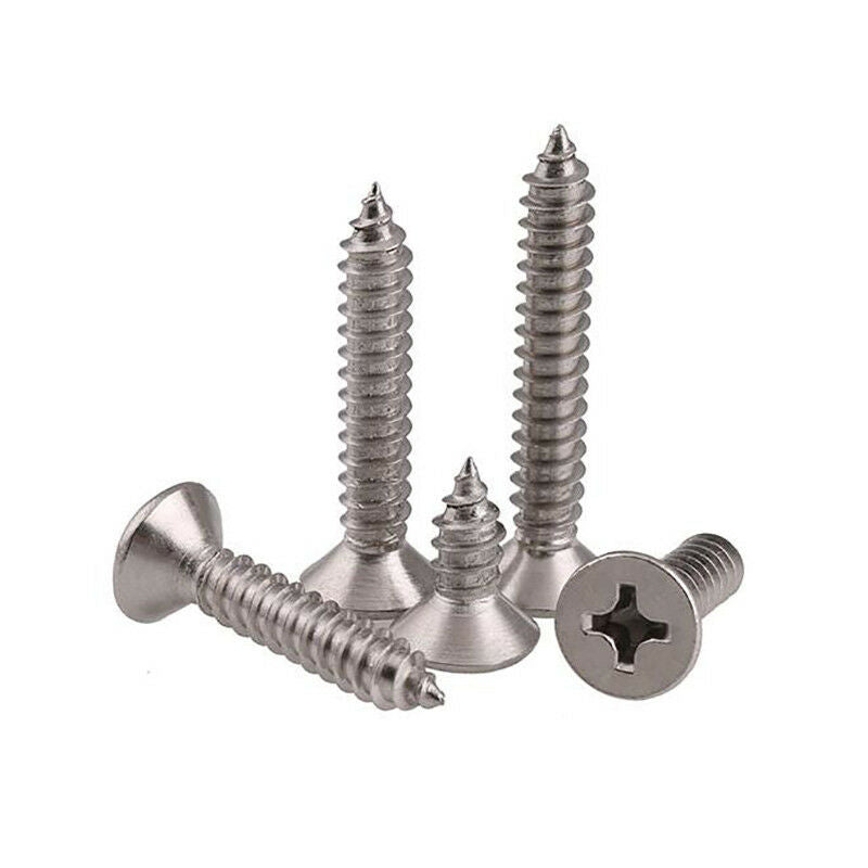 60Pcs M2*4-12mm Phillips Countersunk Self Tapping Screws Set length Ni-plated
