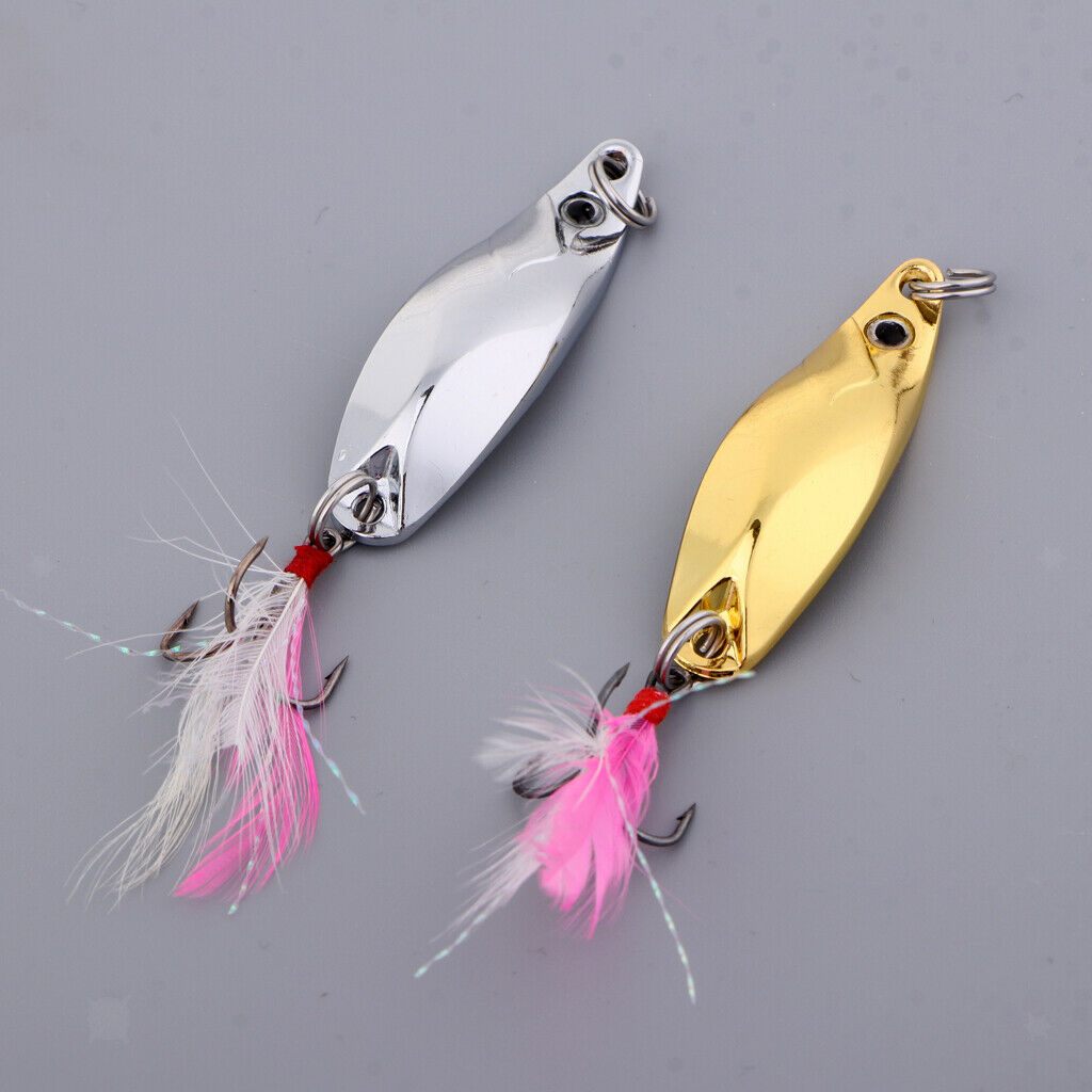2 pcs Fishing Lure Metal Spoons Fishing Lures Hard Sequins Baits With Hooks