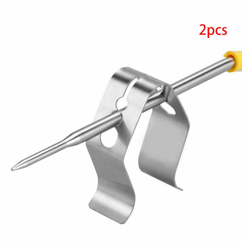 2PCS/set Stainless Steel BBQ Thermometer Probe Clip Holder Kitchen Access.l8
