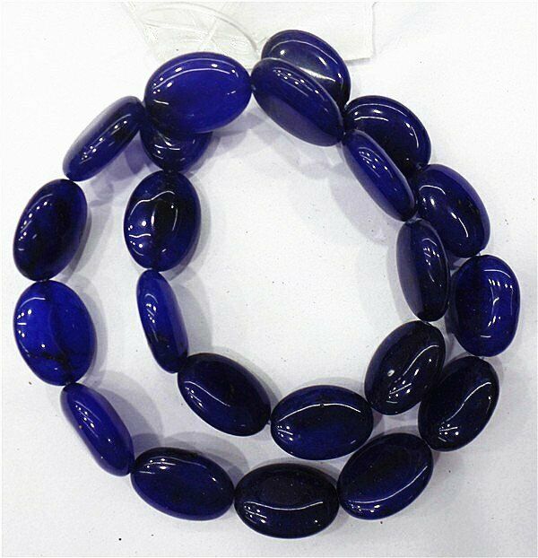 1 Strand 18x13x6mm Deep Blue Malay Jade Oval Spacer Loose Beads 15.5inch HH8030