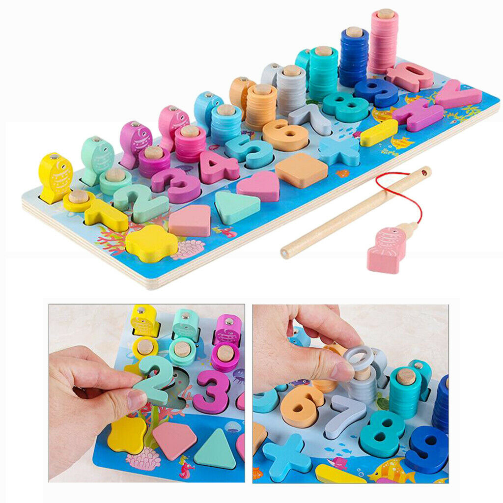 Wooden Number Puzzles Montessori Toys Shape Sorter Game for 4 5 6 year olds