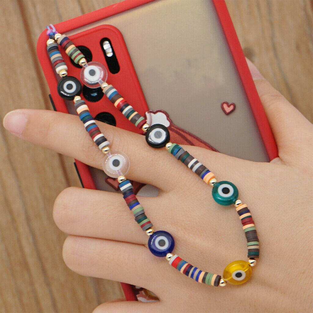 Acrylic Bead Evil Eye Mobile Phone Chain Charm Phone Strap Anti-lost Lanyard