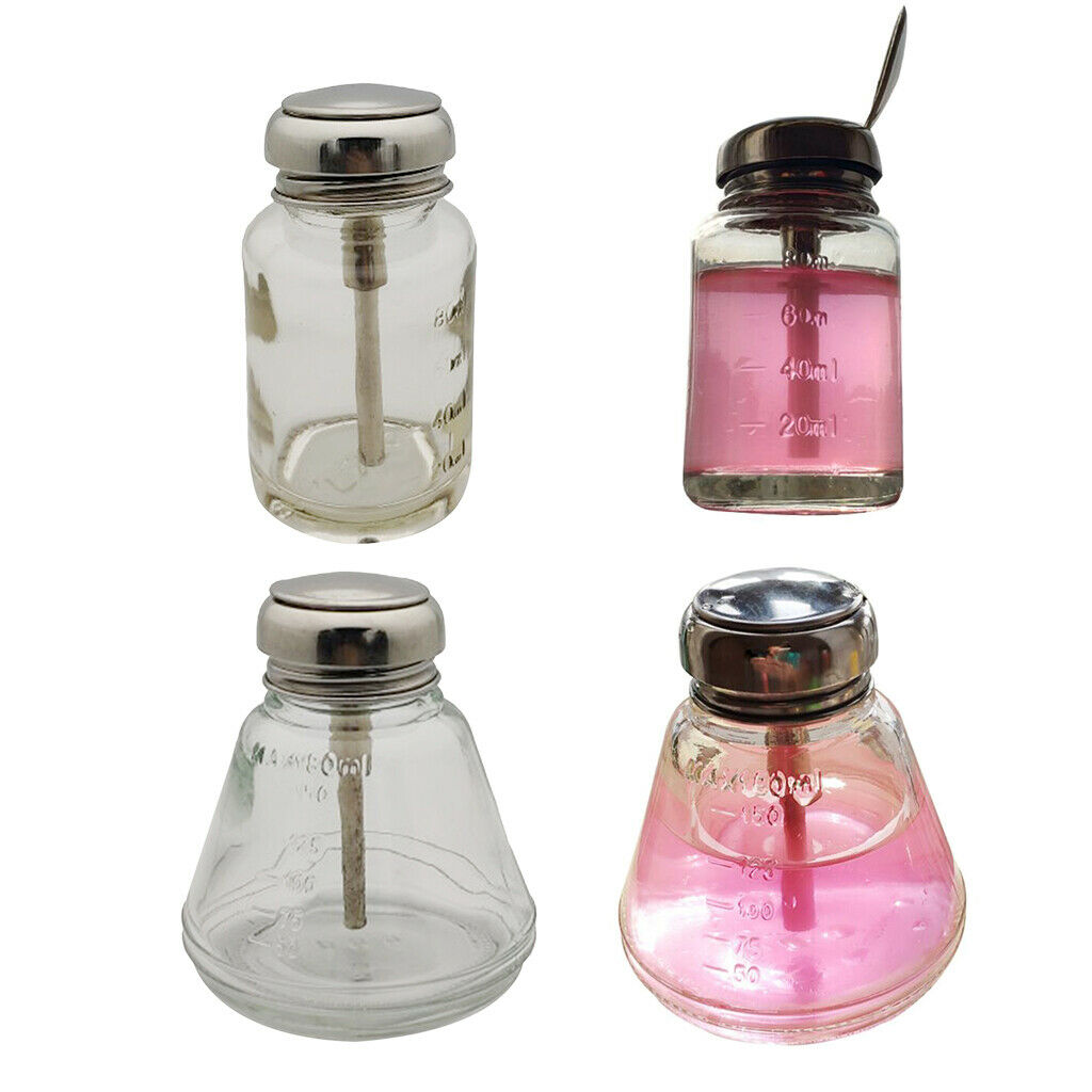80/180ml Empty Nail Polish Remover Pump Dispenser Push Down Press Bottles 2x