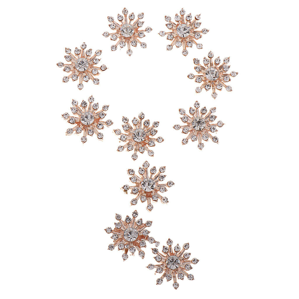 10x Crystal Rhinestone Alloy Flatback Embellishment Buttons Sewing Ornament