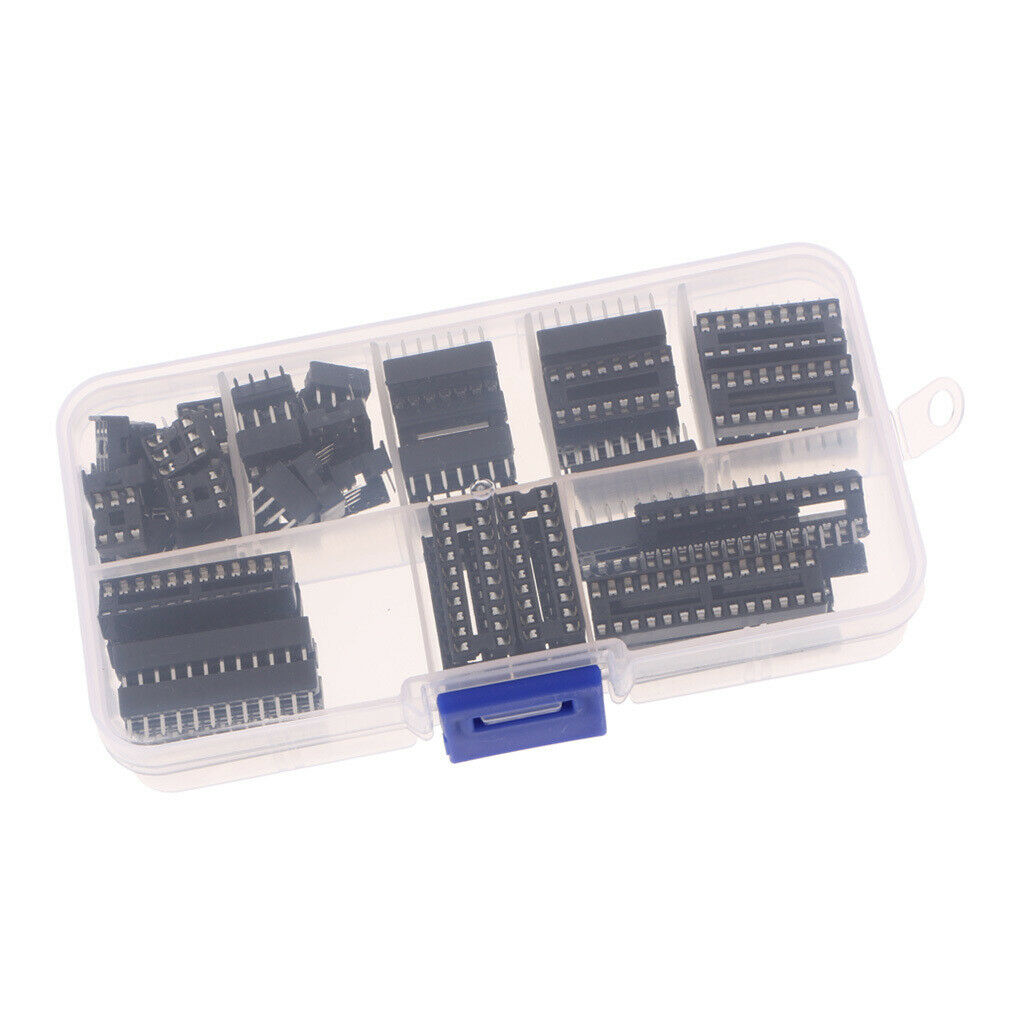 Dual Row DIP IC Socket Connector Adaptor Assortment Kit With Box, Multi Pin(66