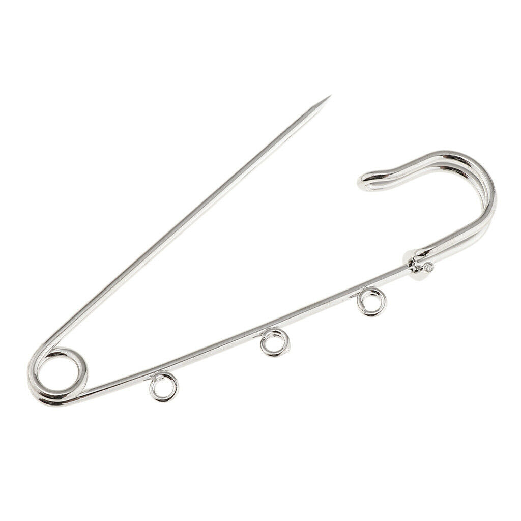 10 Pieces Large Safety Pin DIY Dangle Findings with 3 Loops Crafting Sewing Pin
