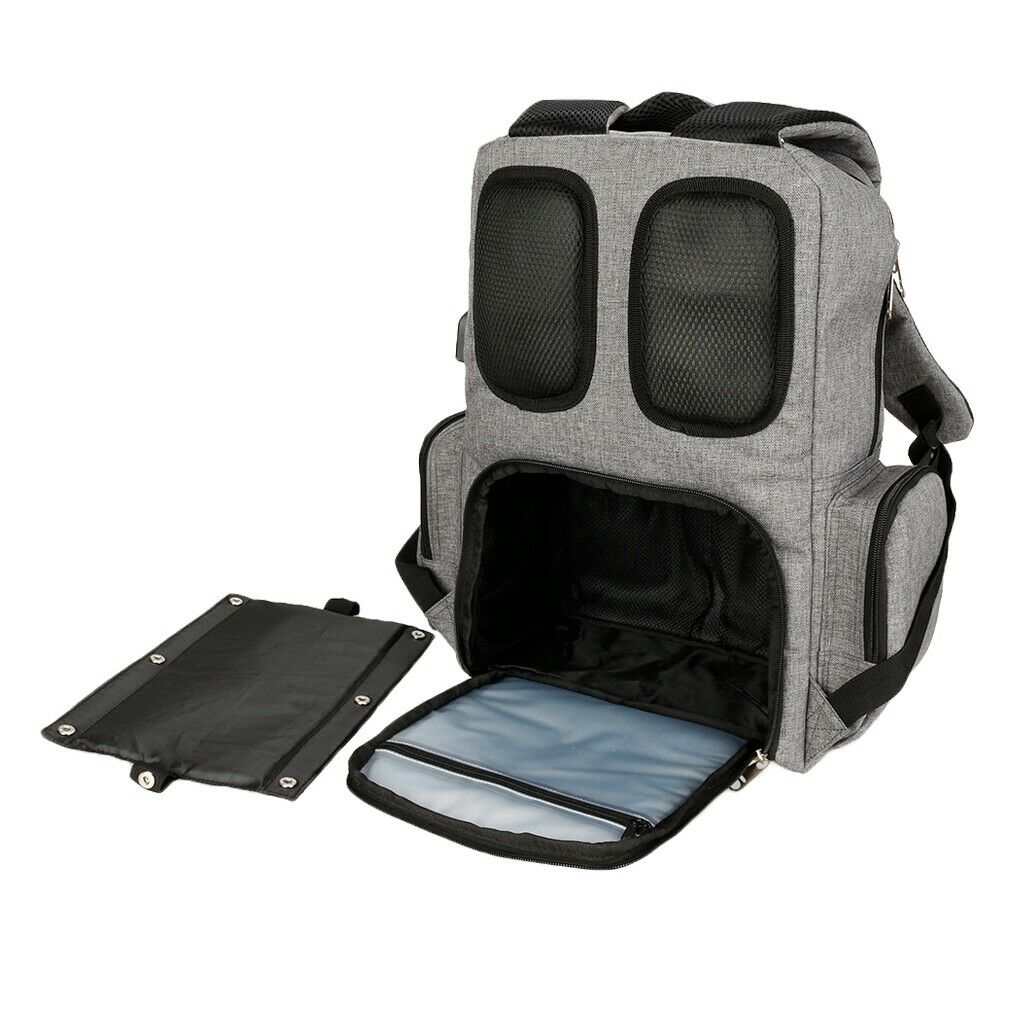 Large Capacity Business Travel Backpack Mummy Bag with USB Port Gray