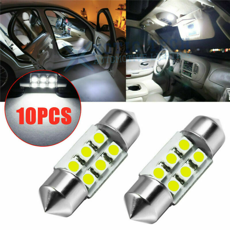 10Pcs 31MM Festoon LED White Dome Map License Interior Light Bulb DE3175 3022 AU
