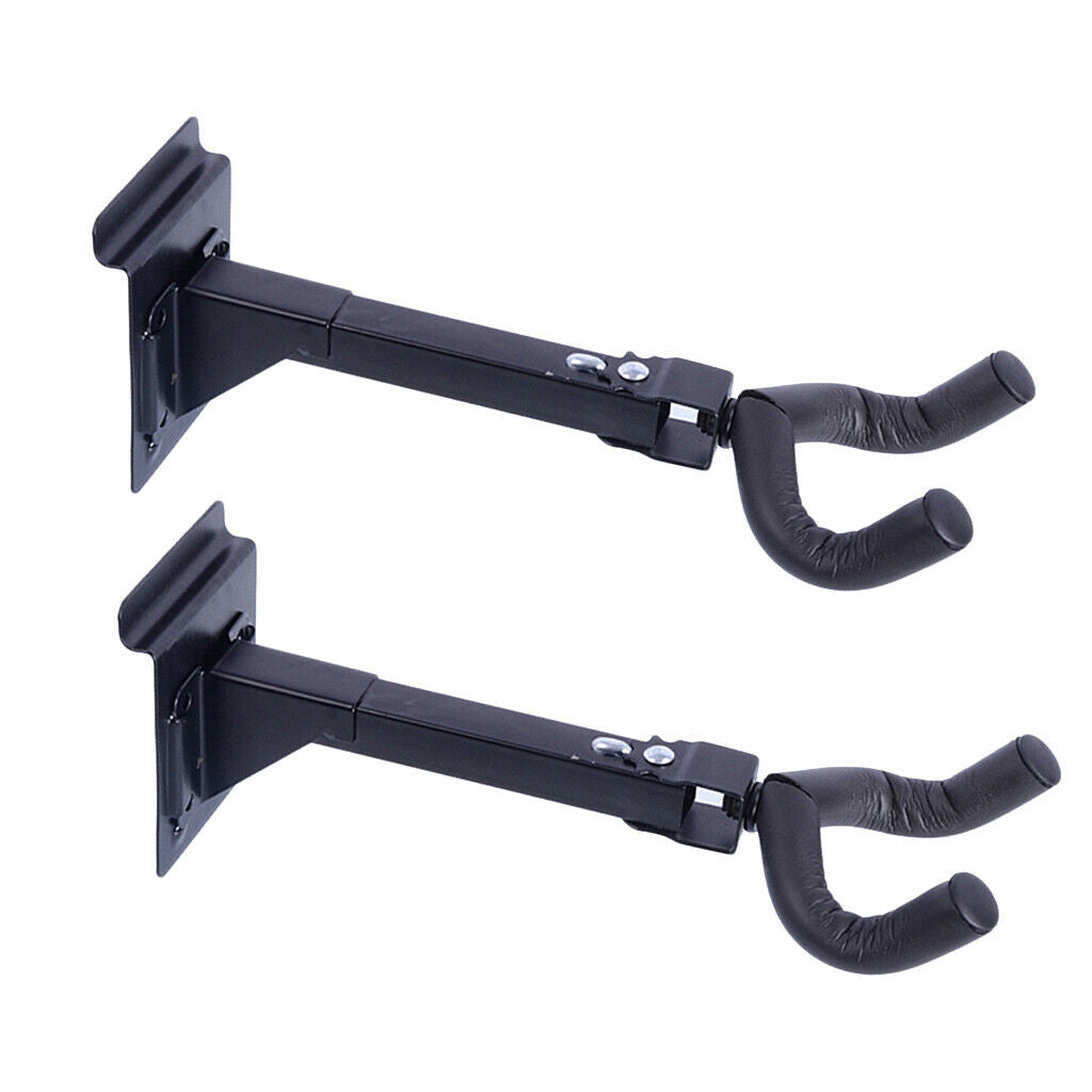 2 Pieces Iron Bass Guitar Wall Hanger Holder Storage Display Stand Rack
