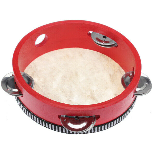 Educational Red  Musical Tambourine Beat Instrument Hand Drum Children  @