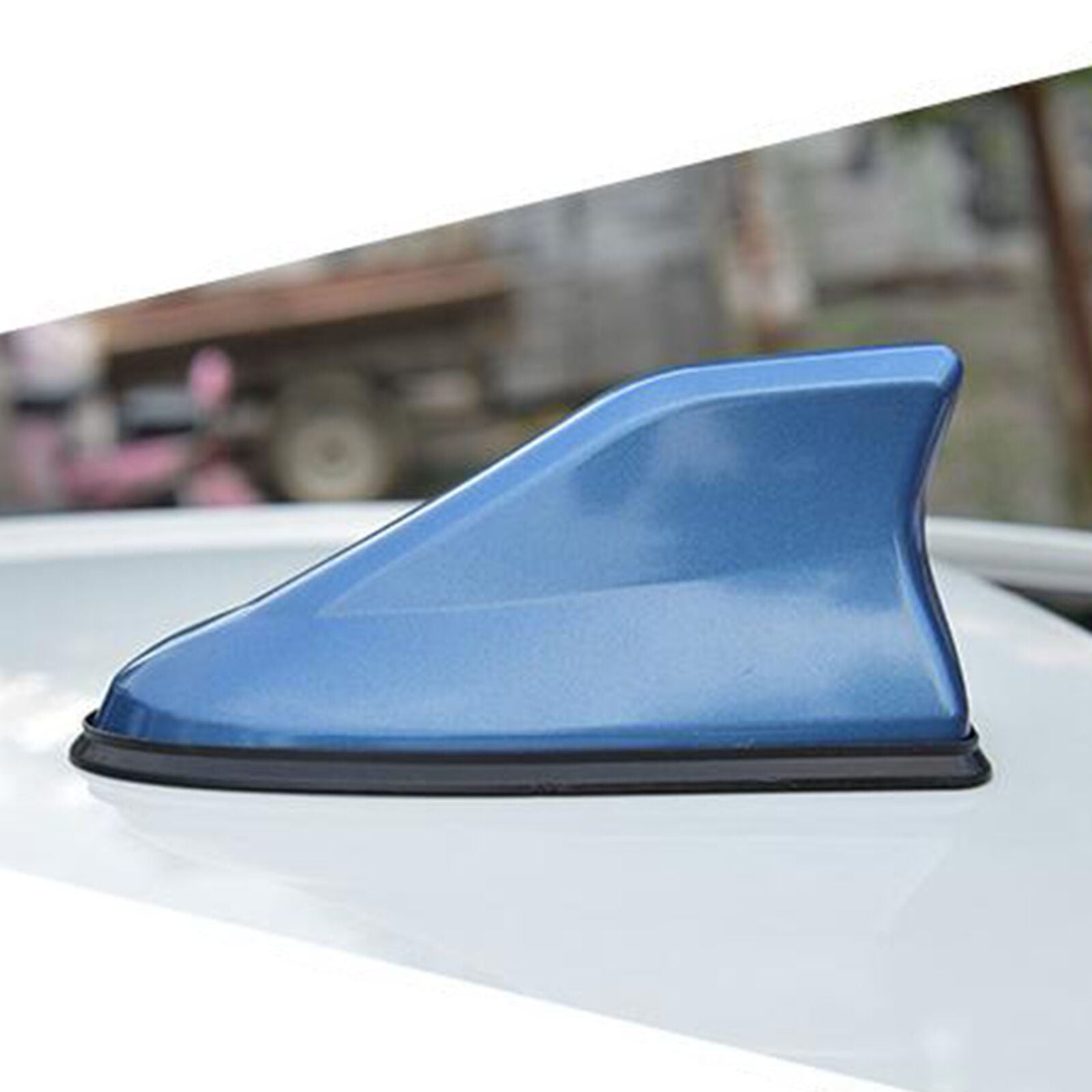 Universal Blue Car Shark Fin Roof Antenna FM/AM Radio Signal Waterproof Aerial