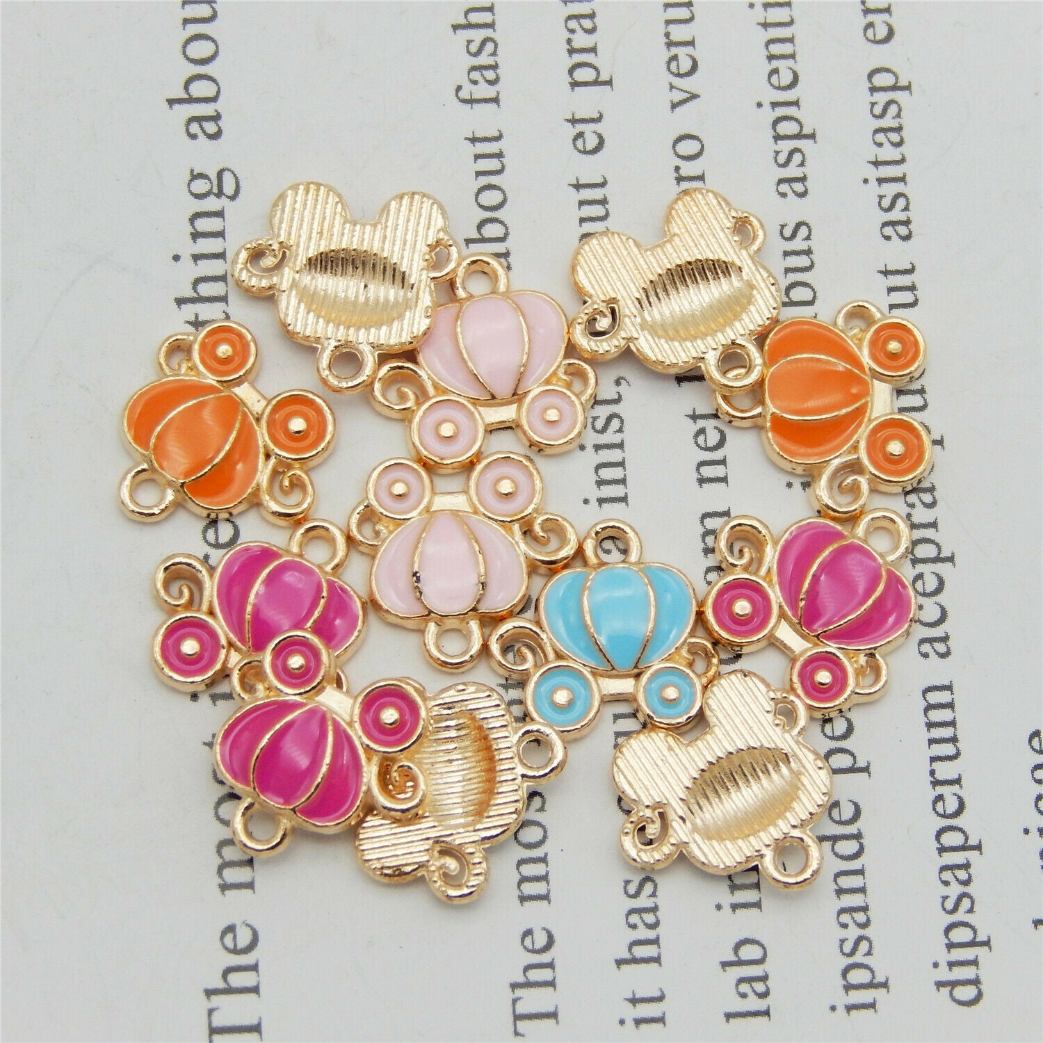 20-pack Assorted Enamel Metal Pumpkin Car Charm Pendant Earring Dangle 13x12mm